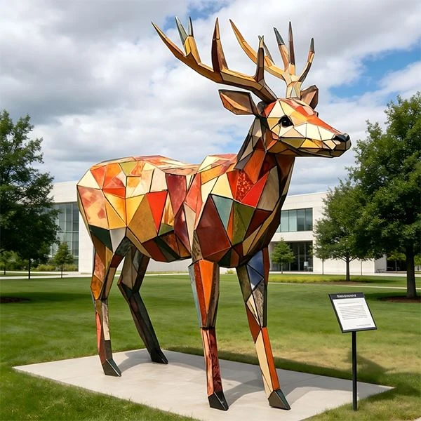 Painted Deer Sculpture